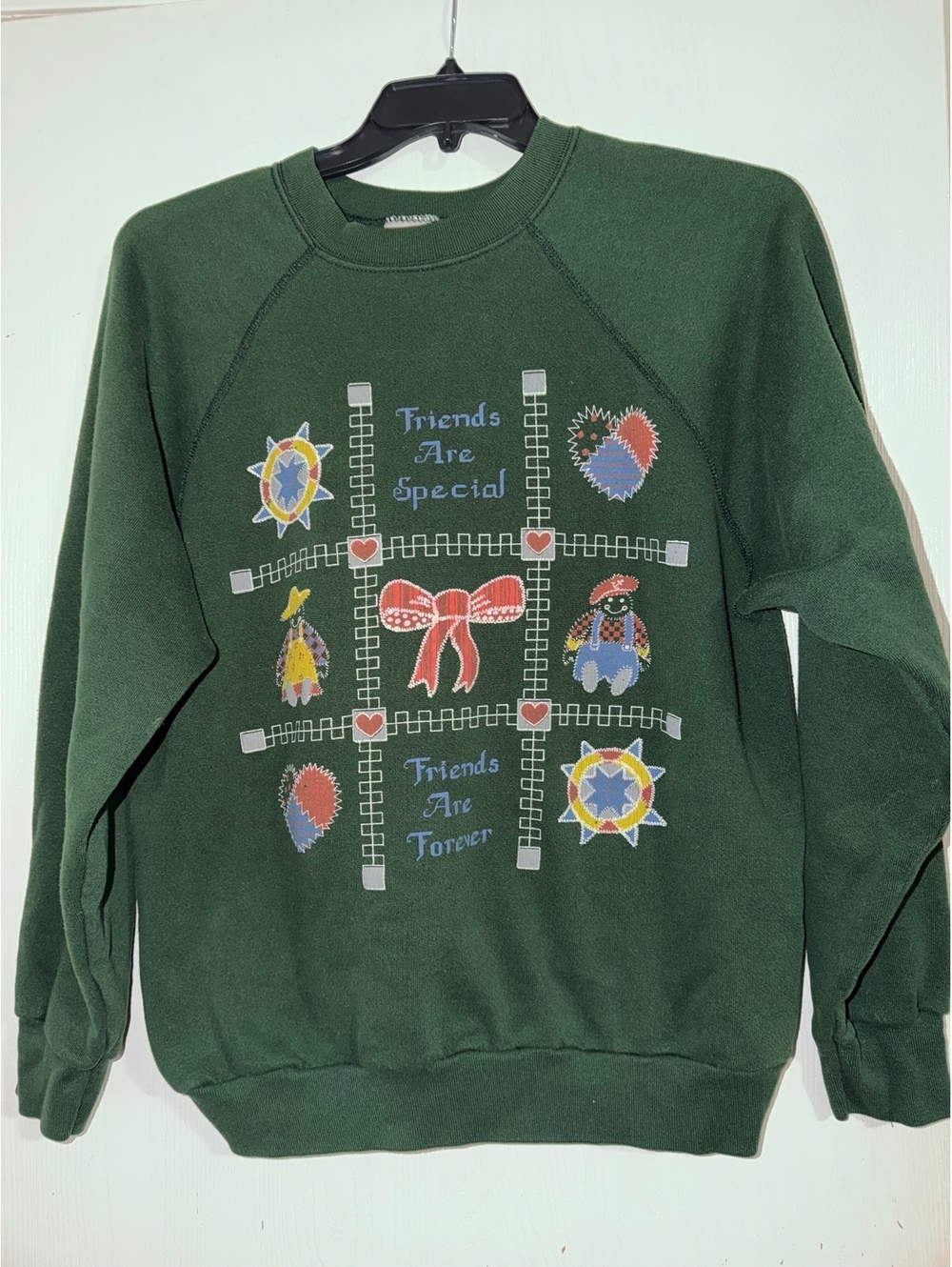 Vintage Tultex Green Sweatshirt Large Folk Art Green 80s 90s Crewneck